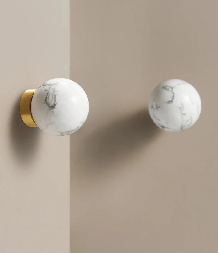 Bouton de Meuble Rond en Laiton, Design Effet Marbre