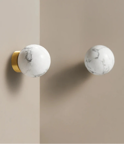 Bouton de Meuble Rond en Laiton, Design Effet Marbre
