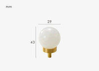 Bouton de Meuble Boule Blanche Effet Perle sur Socle Laiton, 29 mm, vue 2