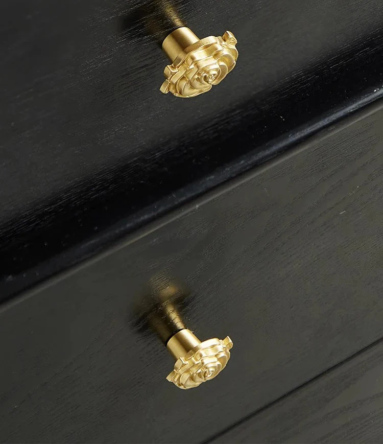 Bouton de Meuble Fleur de Rose en Laiton Or Brossé, 36 mm, vue 3