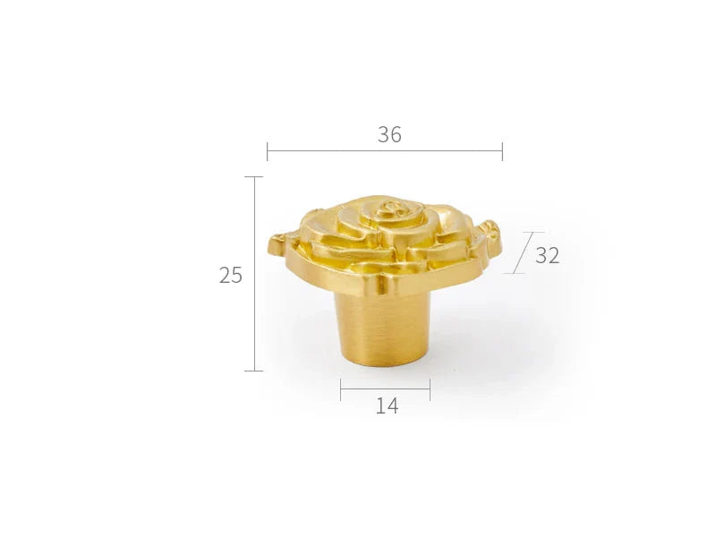 Bouton de Meuble Fleur de Rose en Laiton Or Brossé, 36 mm, vue 5