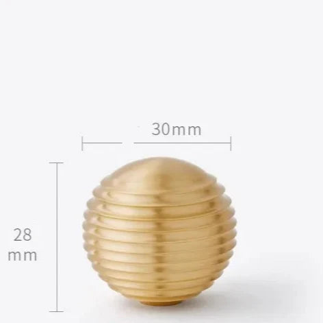 Bouton de Meuble Sphérique Nervuré en Laiton Or Brossé, 30 mm, vue 4