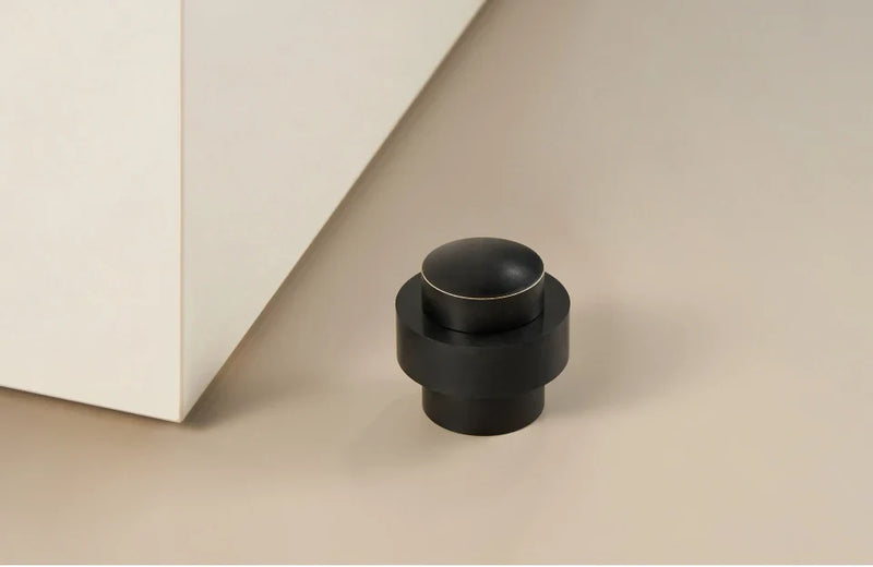 Butée de Porte Classique en Laiton Noir, Hauteur 35 mm