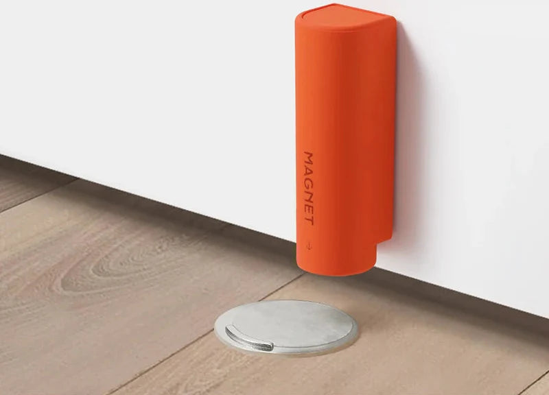 Butoir de Porte Magnétique Orange avec Installation Facile