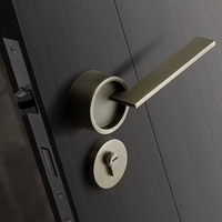 Poignée de Porte Intérieure Design Bronze, Béquille Lame Fine sur Rosace Ronde, vue 3