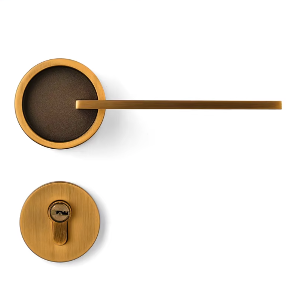 Poignée de Porte Intérieure avec Serrure à Clé, Béquille Plate sur Rosace