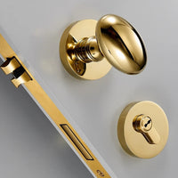 Bouton de Porte Ovale Doré Brillant, Serrure Encastrable avec Cylindre et Clés, vue 2
