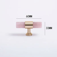 Poignée de Meuble Cristal Rose, Marbre Noir ou Pierre Blanche, Supports Laiton, vue 13