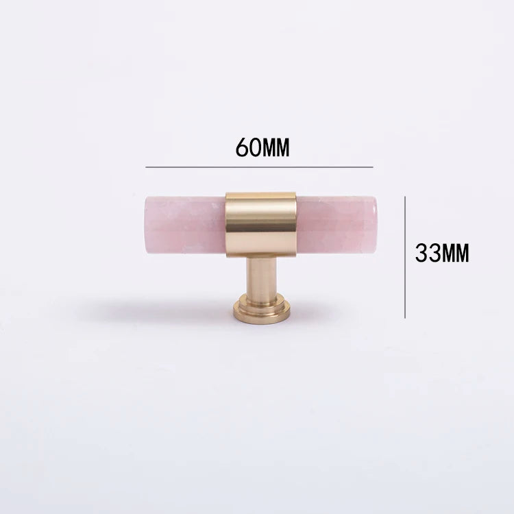 Poignée de Meuble Cristal Rose, Marbre Noir ou Pierre Blanche, Supports Laiton, vue 13