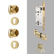 Bouton de Porte Ovale Doré Brillant, Serrure Encastrable avec Cylindre et Clés
