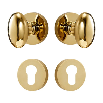 Poignée de porte dorée en laiton massif – Design ovale luxe, avec rosaces clé