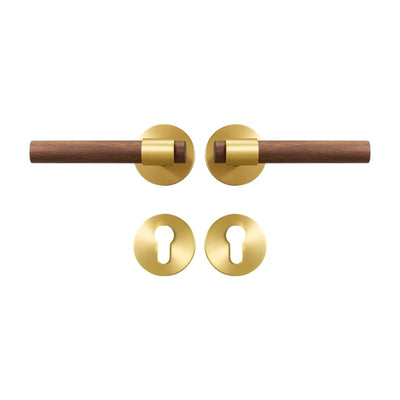 Poignée de porte en bois et laiton avec entrée de clé – Design moderne sans serrure