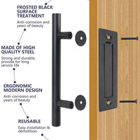 Poignée de Tirage Inox Noir 300 mm avec Plaque Cuvette, Porte Coulissante, vue 4