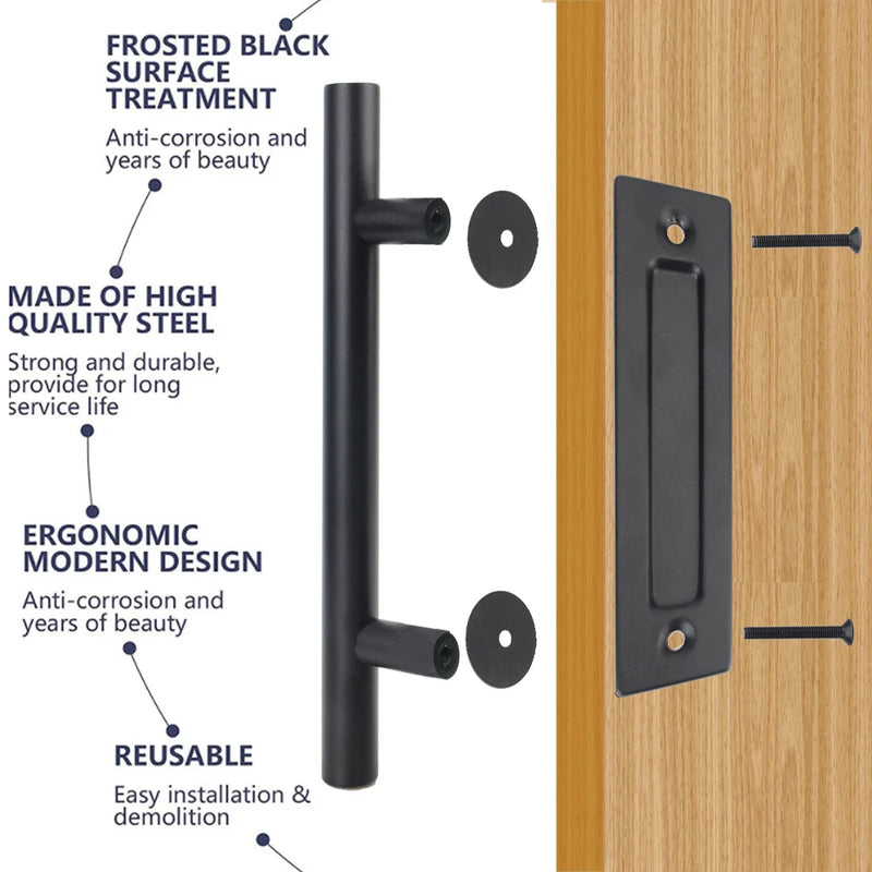 Poignée de Tirage Inox Noir 300 mm avec Plaque Cuvette, Porte Coulissante, vue 4