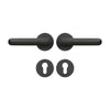 Poignée de porte noire en laiton sans serrure – Design rainuré sur rosace