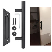 Poignée de Tirage Inox Noir 300 mm avec Plaque Cuvette, Porte Coulissante, vue 3