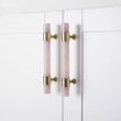 Poignée de Meuble Cristal Rose, Marbre Noir ou Pierre Blanche, Supports Laiton