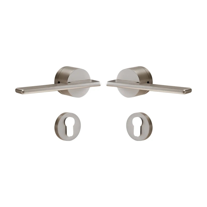 Poignée de porte intérieure chromée avec rosace de clé – Laiton massif design rond