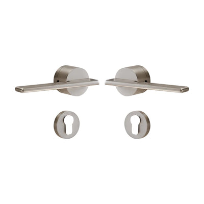 Poignée de porte intérieure chromée avec rosace de clé – Laiton massif design rond