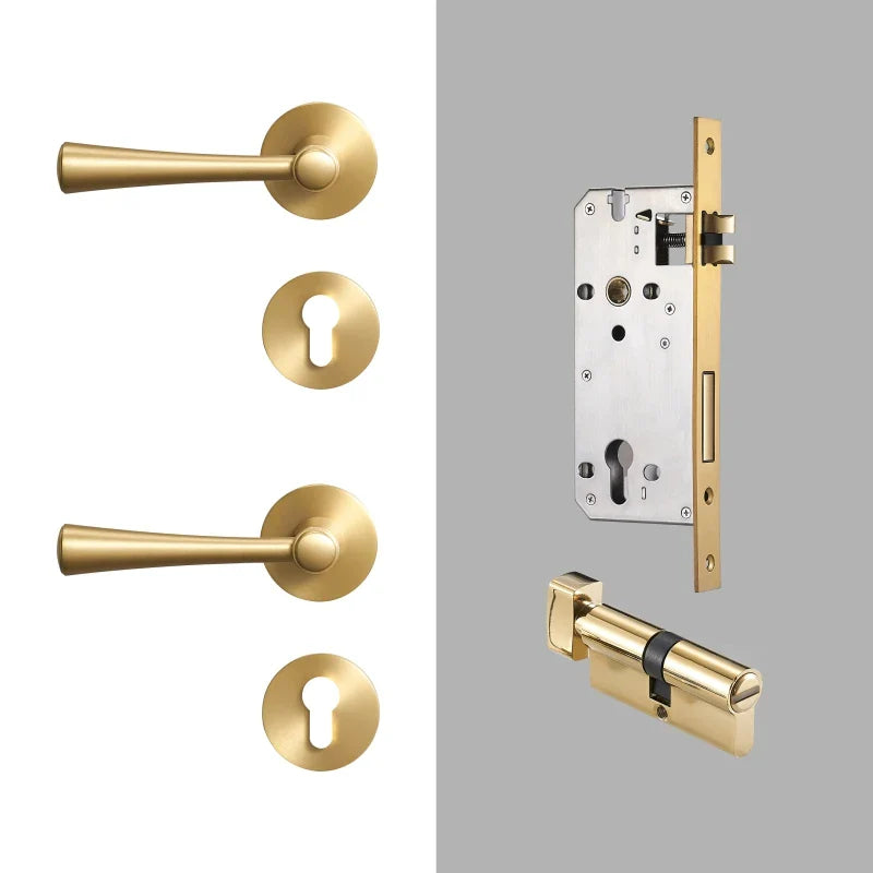 Poignée de Porte Intérieure en Laiton, Béquille Conique, avec ou sans Serrure, vue 14