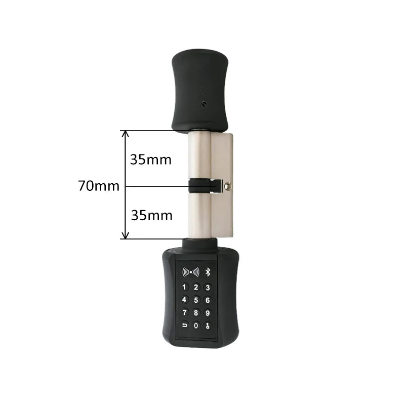 Serrure connectée noire 35/35 mm Bluetooth avec clavier, badges RFID et app mobile