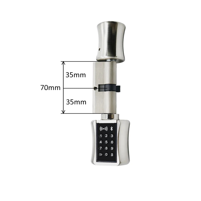 Serrure connectée 35/35 mm Bluetooth avec clavier numérique, badge RFID et application mobile