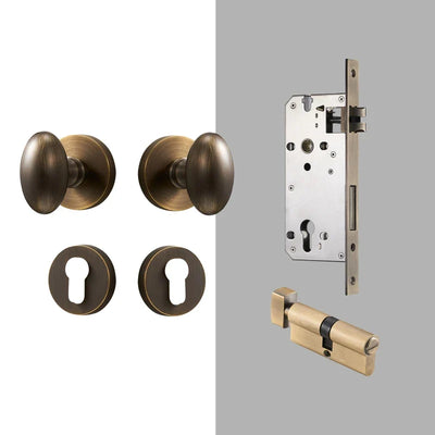 Bouton de Porte Ovale en Laiton sur Rosace, avec ou sans Serrure, vue 8
