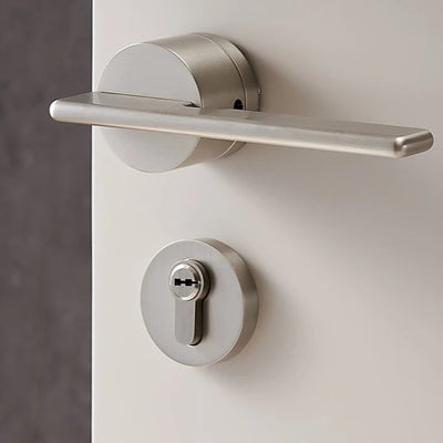 Poignée de porte intérieure chromée avec serrure complète – Laiton massif design rond