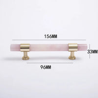 Poignée de Meuble Cristal Rose, Marbre Noir ou Pierre Blanche, Supports Laiton, vue 12