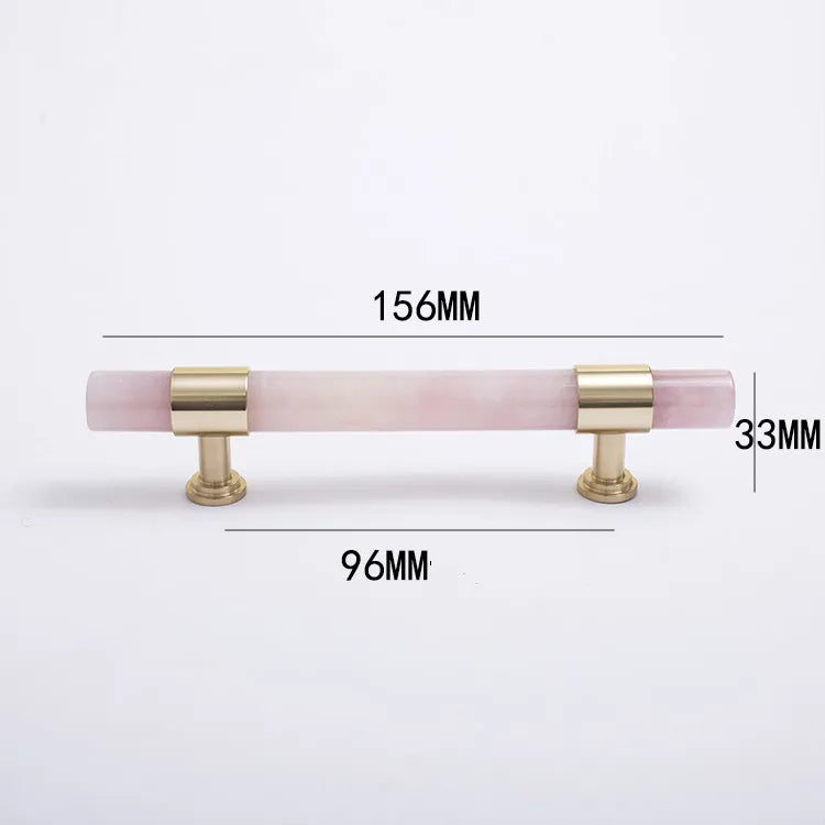 Poignée de Meuble Cristal Rose, Marbre Noir ou Pierre Blanche, Supports Laiton, vue 12