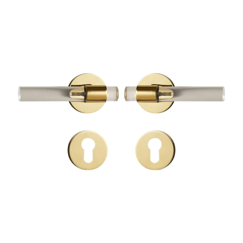 Poignée de porte dorée brillante sans serrure – Laiton poli et acrylique