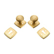 Bouton de Porte Martelé Doré sur Rosace Carrée à Trou de Clé