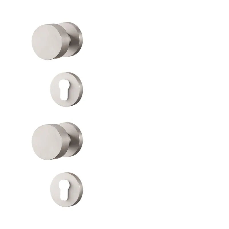 Poignée de porte chromée en laiton – nickel brossé rond moderne avec rosaces sans serrure