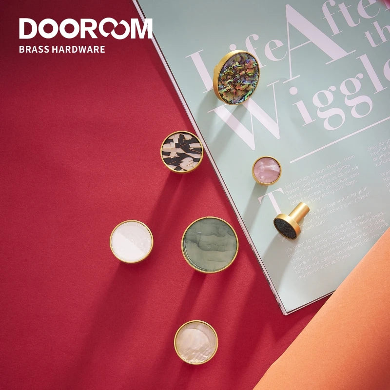 Bouton de Meuble en Laiton à Cabochon Coloré, Ø 22 à 42 mm, vue 2