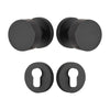 Poignée de porte noire en laiton massif – design rond moderne avec rosaces sans serrure