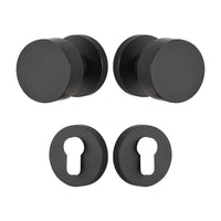 Bouton de Porte Rond Noir Mat en Laiton sur Rosace, sans Serrure