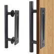 Poignée de Tirage Inox Noir 300 mm avec Plaque Cuvette, Porte Coulissante