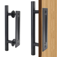 Poignée de Tirage Inox Noir 300 mm avec Plaque Cuvette, Porte Coulissante