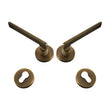 Poignée de Porte Laiton Bronze Antique Moletée sans Serrure, sur Rosace
