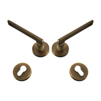 Poignée de Porte Laiton Bronze Antique Moletée sans Serrure, sur Rosace
