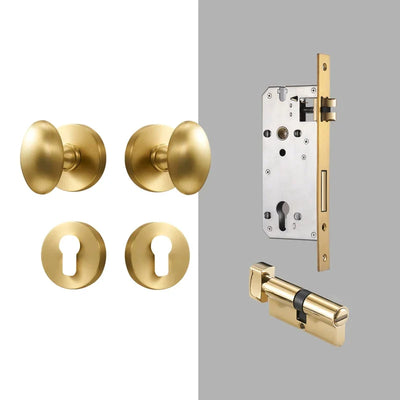 Bouton de Porte Ovale en Laiton sur Rosace, avec ou sans Serrure, vue 2