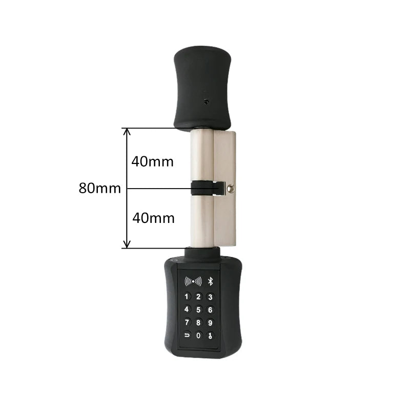 Serrure connectée noire 40/40 mm – Bluetooth, RFID, clavier numérique, clé