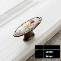 Poignée de Meuble Vintage Céramique Fleurie et Bronze, Entraxe 96 ou 128 mm, vue 14