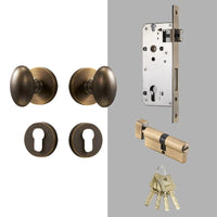 Bouton de Porte Ovale en Laiton sur Rosace, avec ou sans Serrure, vue 9