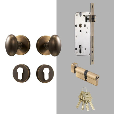 Bouton de Porte Ovale en Laiton sur Rosace, avec ou sans Serrure, vue 9