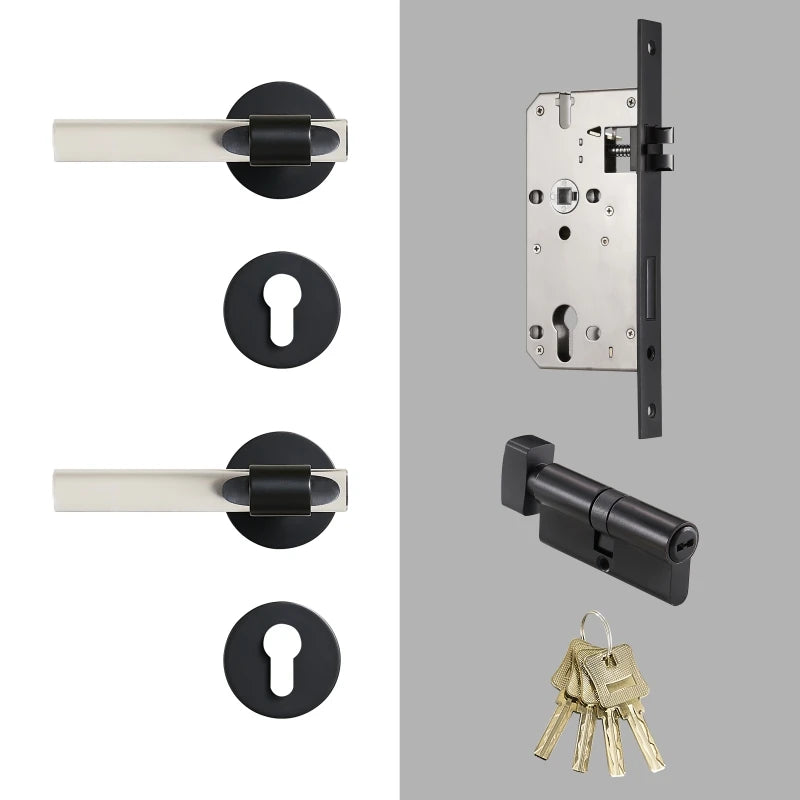 Poignée de porte design avec serrure – Laiton et acrylique transparent