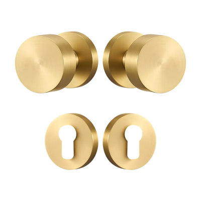 Poignée de porte dorée en laiton massif – design rond moderne avec rosaces sans serrure