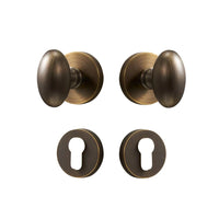 Bouton de Porte Ovale en Laiton sur Rosace, avec ou sans Serrure