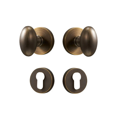 Bouton de Porte Ovale en Laiton sur Rosace, avec ou sans Serrure