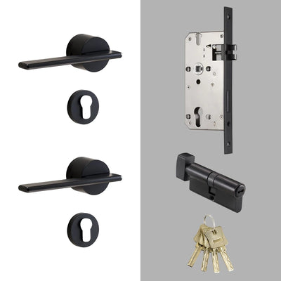 Poignée noire pour chambre avec serrure complète – Laiton design moderne